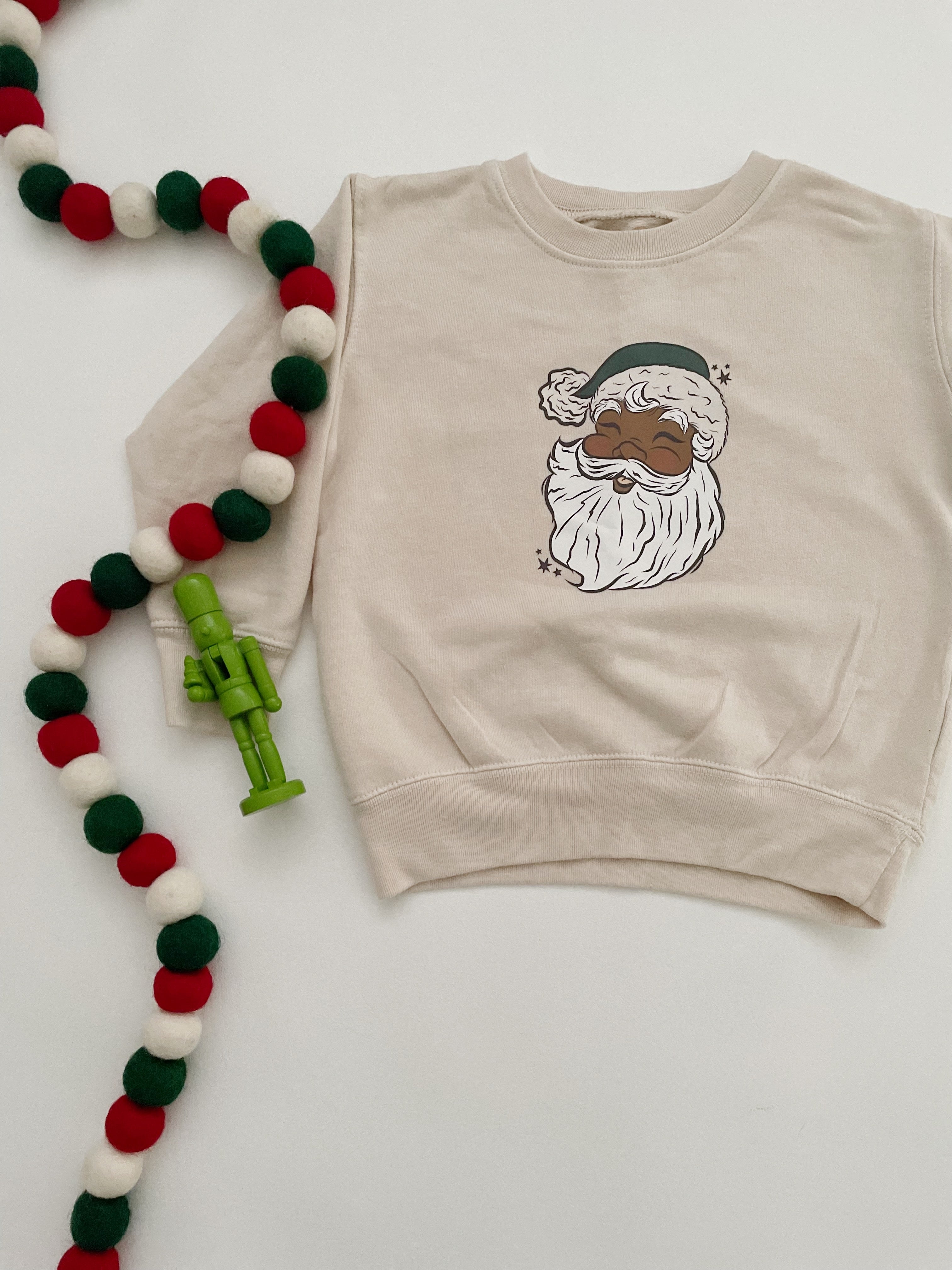 Black Santa with Green Hat Unisex Crewneck Sweater