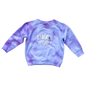 Love For All Tie Dye Lavender Kids Crewneck Sweater